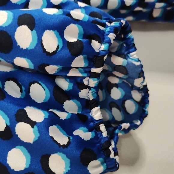 Ellen Tracy Peasant Blouse Size 1X 3/4 Sleeve Bohemian Lightweight Blue & White - Picture 4 of 15